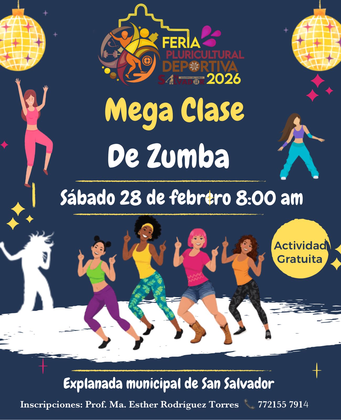 Invitan a Mega Clase de Zumba durante la Feria Pluricultural Deportiva 2026 en San Salvador