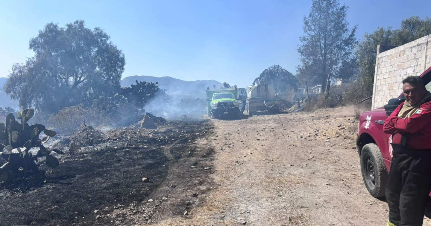 Controlaron incendio en Palmitas, Zempoala, con acción coordinada de cuerpos de emergencia