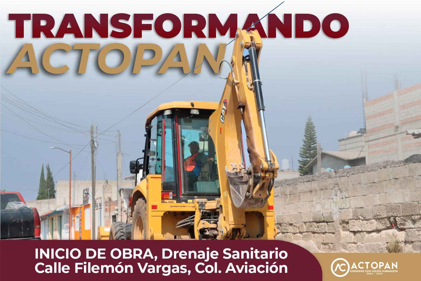 INICIA OBRA DE DRENAJE SANITARIO EN COLONIA AVIACIÓN DE ACTOPAN