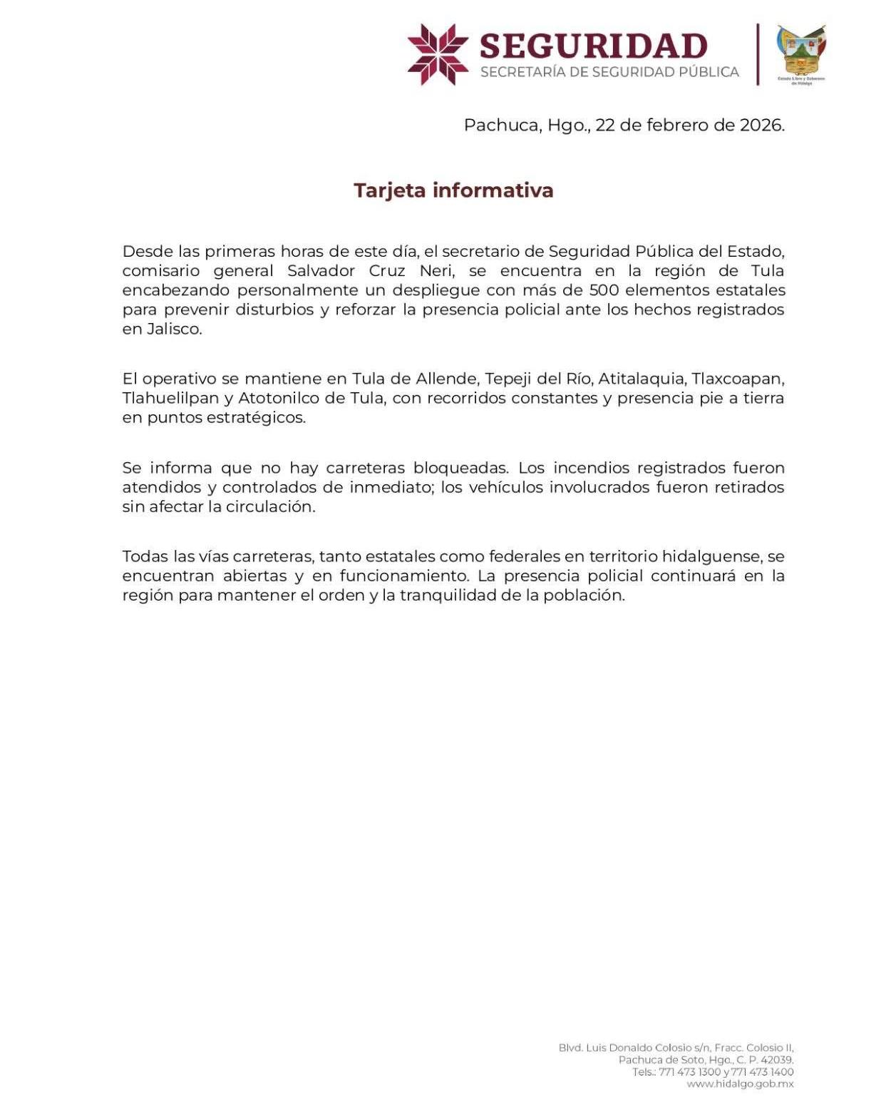 Desplegaron operativo especial en la región Tula con más de 500 policías