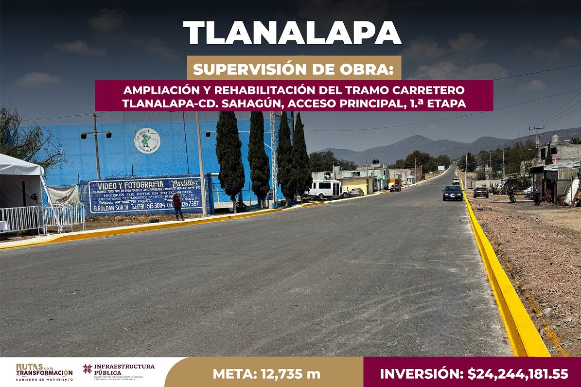 SUPERVISAN AMPLIACIÓN Y REHABILITACIÓN DE CARRETERA TLANALAPA–CIUDAD SAHAGÚN