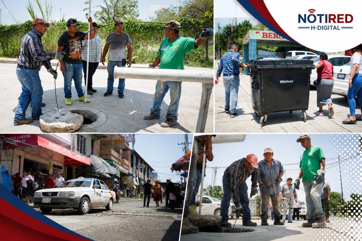 Huejutla fortaleció servicios públicos con acciones de drenaje, limpieza e infraestructura urbana