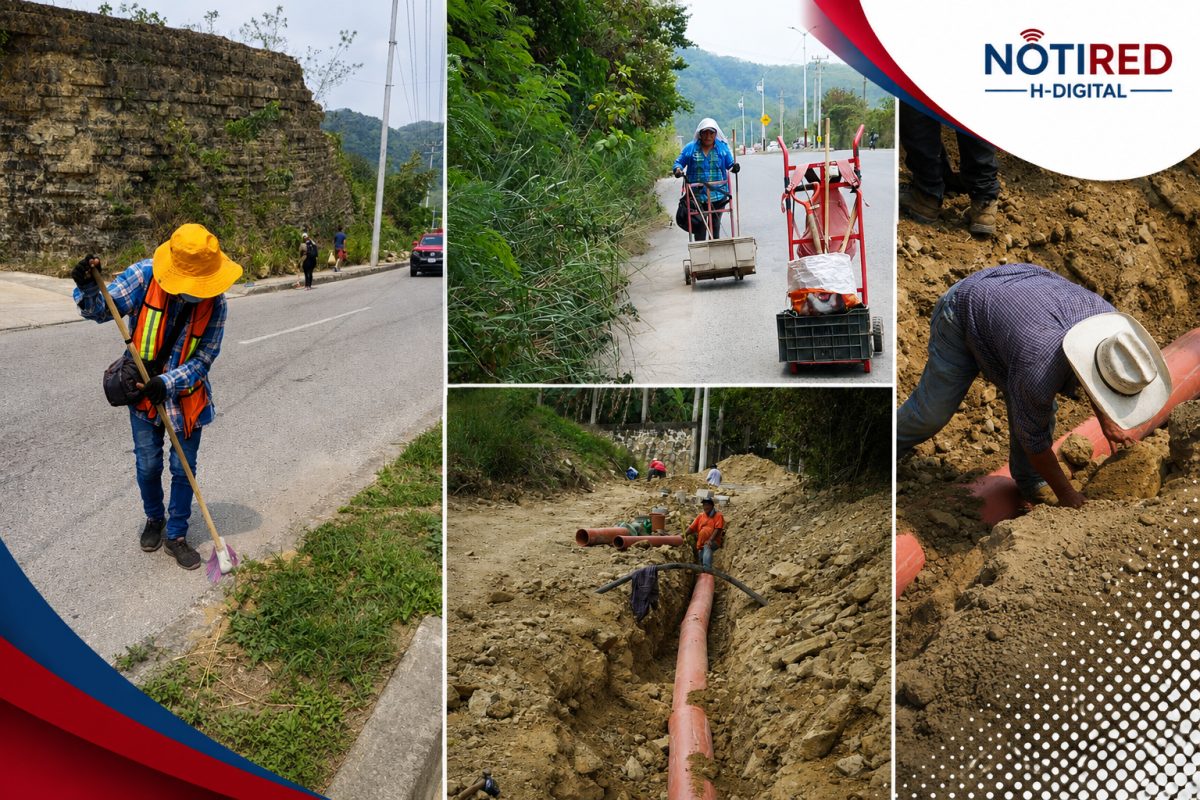 Huejutla fortalece drenaje sanitario y limpieza pública en colonias y carreteras
