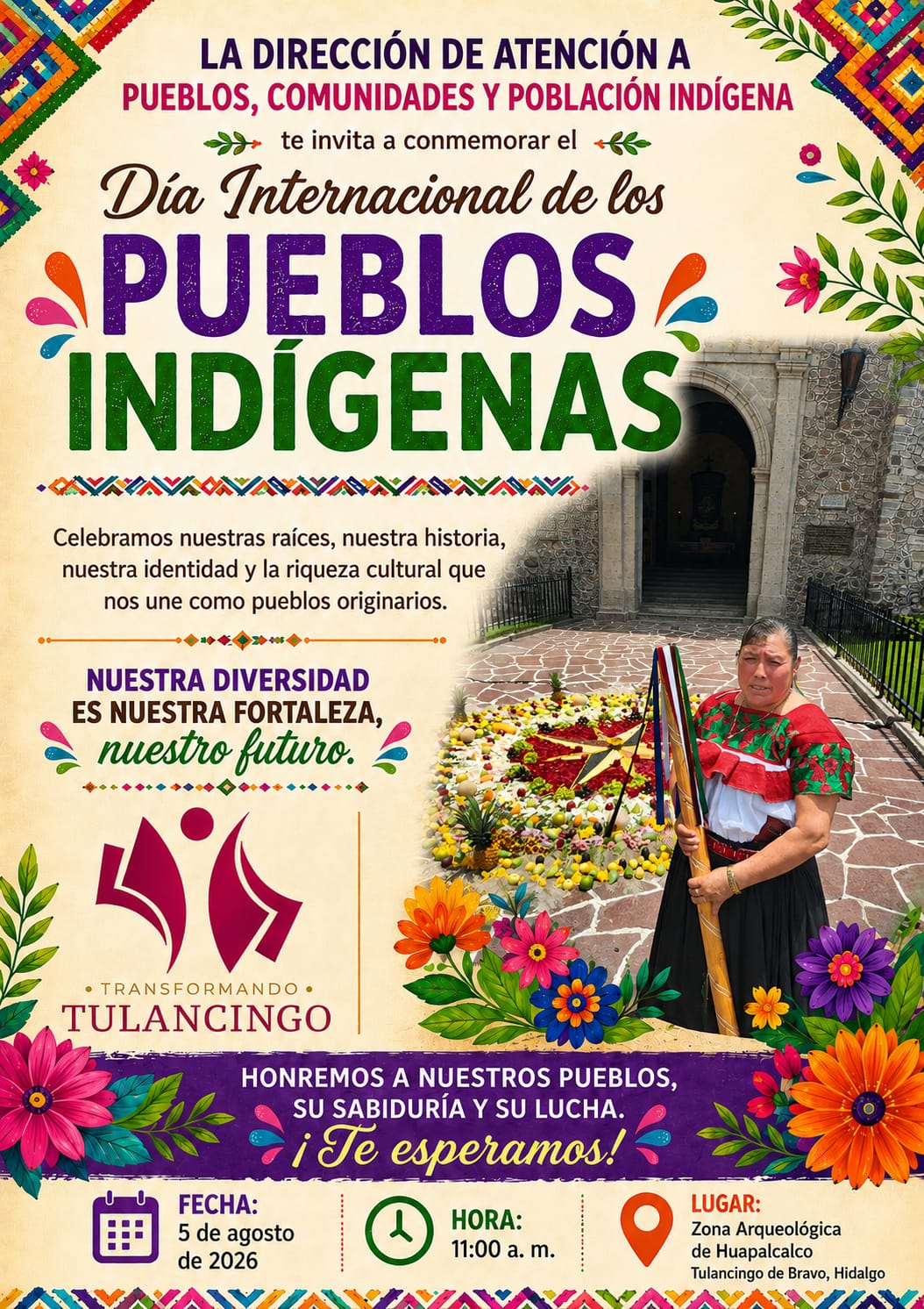 TULANCINGO CONMEMORARÁ EL DÍA INTERNACIONAL DE LOS PUEBLOS INDÍGENAS EN LA ZONA ARQUEOLÓGICA DE HUAPALCALCO