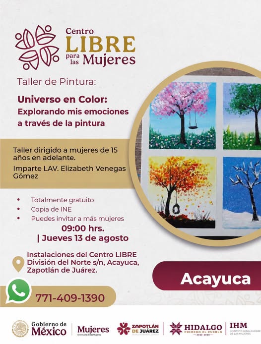 IMPULSAN EN ACAYUCA TALLER DE EXPRESIÓN ARTÍSTICA Y GESTIÓN EMOCIONAL PARA MUJERES A TRAVÉS DEL CENTRO LIBRE
