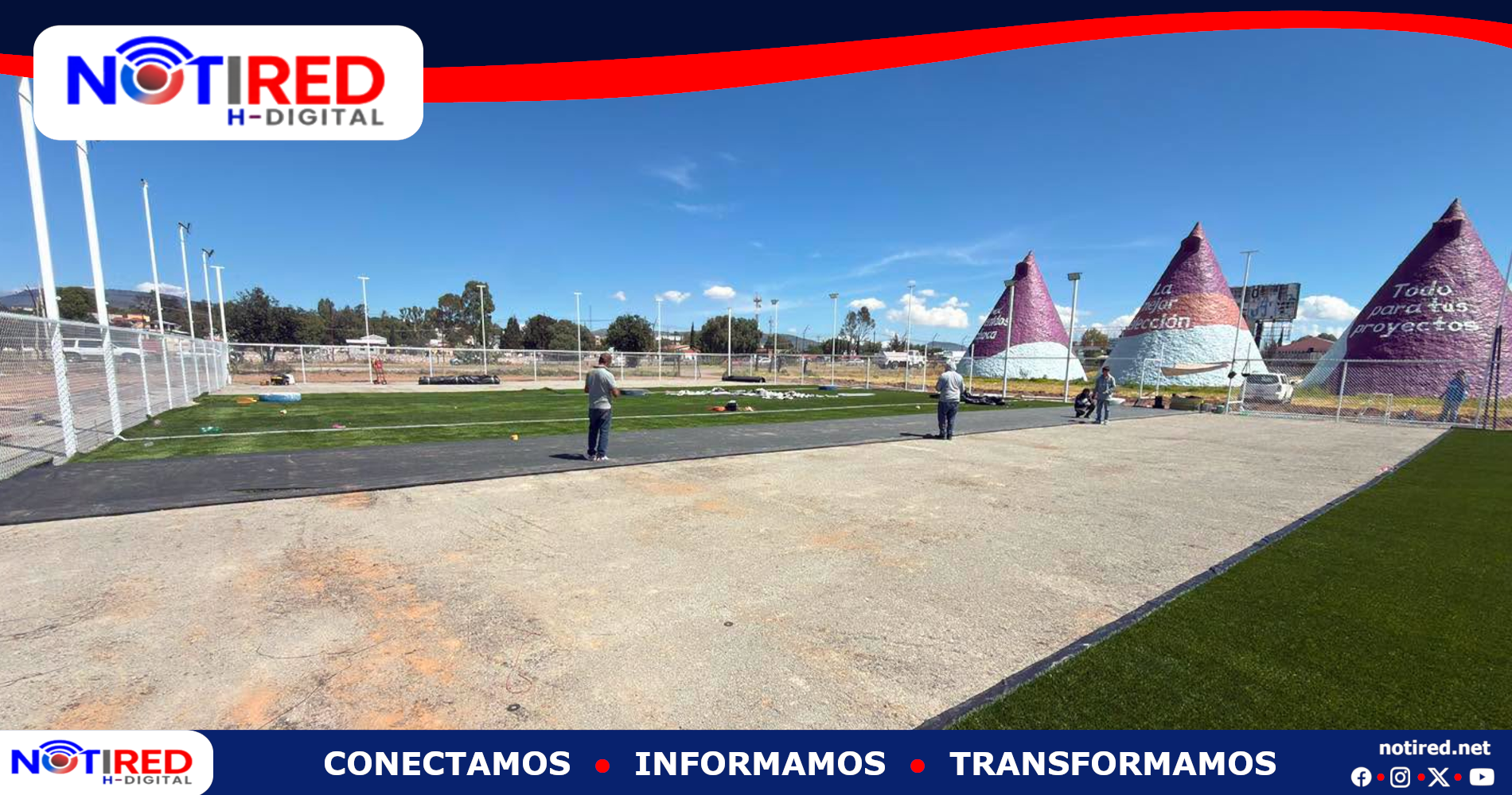 REGISTRA UN 70 POR CIENTO DE AVANCE LA CONSTRUCCIÓN DE LA NUEVA CANCHA DEPORTIVA EN LOS CONOS DE ZAPOTLÁN DE JUÁREZ